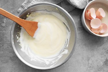 Fold egg whites and yolks